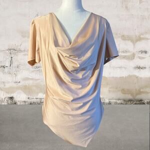 Bar III NWOT Women's Short-Sleeve Cowlneck Bodysuit in Blush Size XL